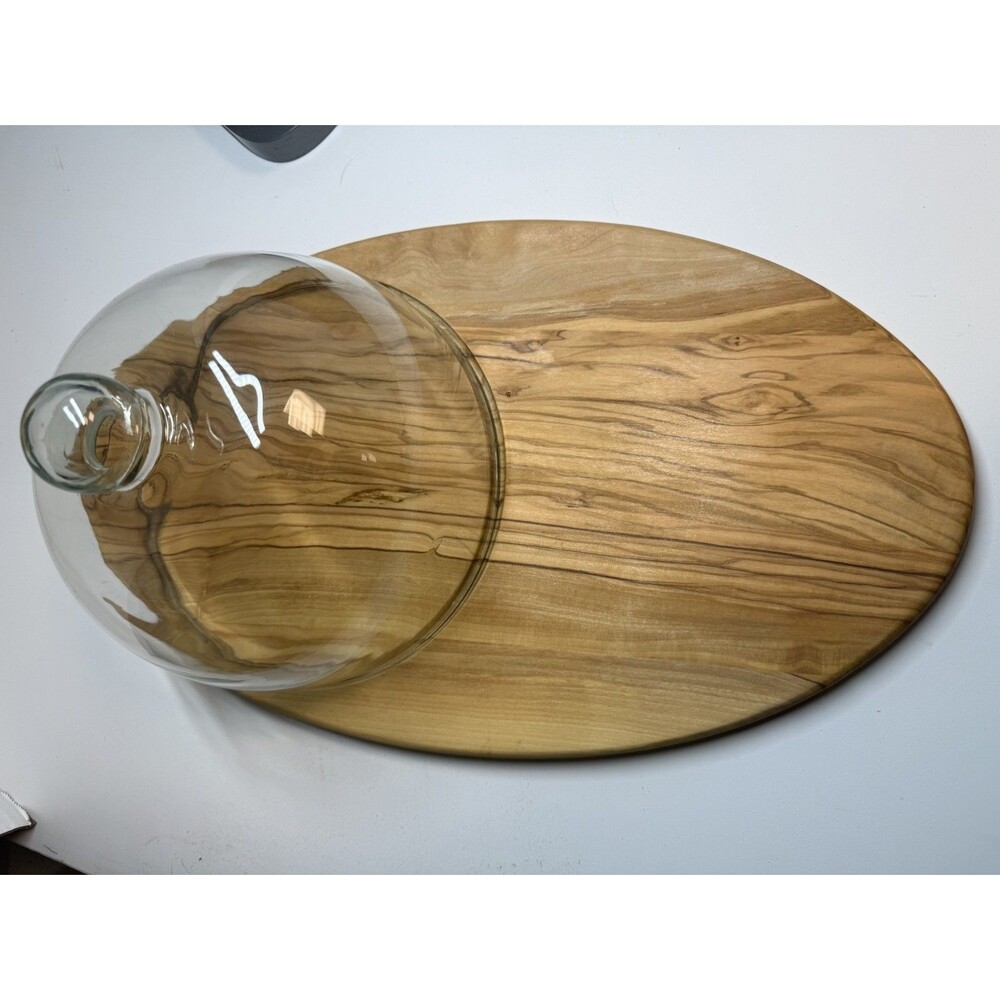 Williams Sonoma Olivewood Cheese Board with Cloche Charcuterie Serving